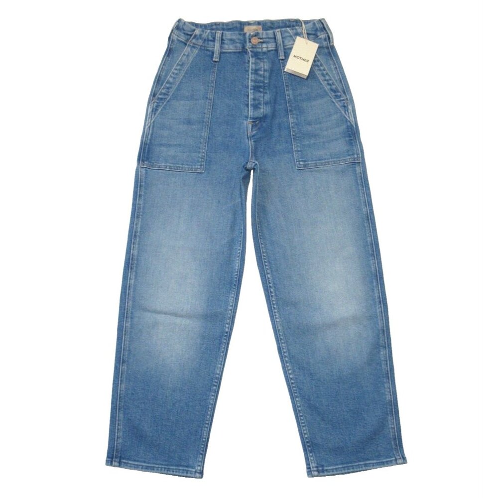 NWT Mother The Patch Pocket Private Flood in Flag Me Down Crop Jeans 25
